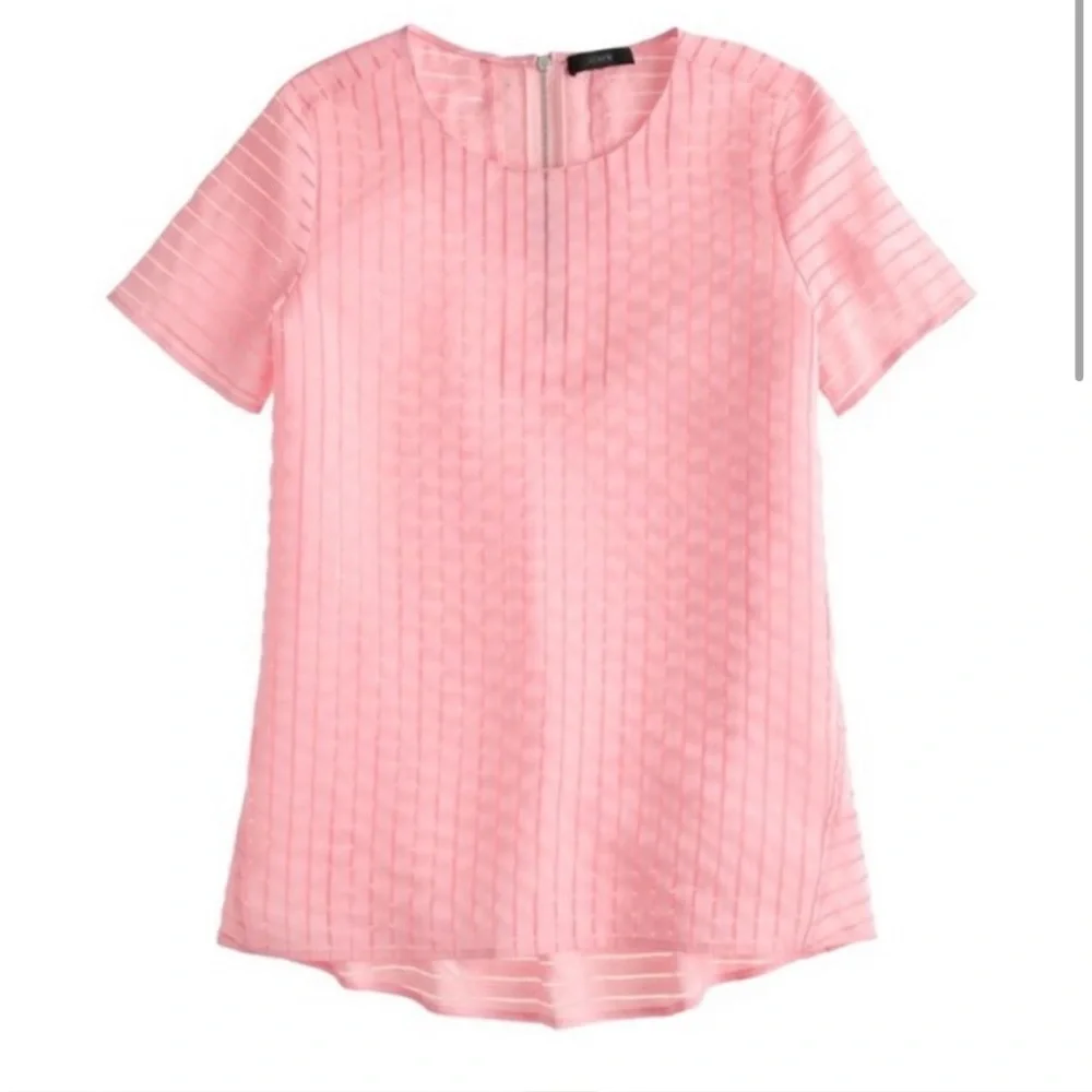 J. Crew Pink Striped Short-Sleeve Top